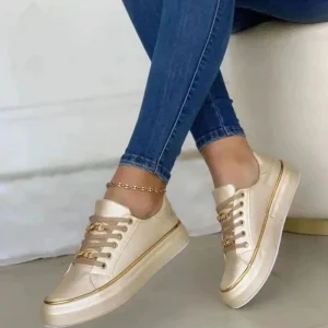 Dames Sneakers met Plateauzool en Gouden Ketting