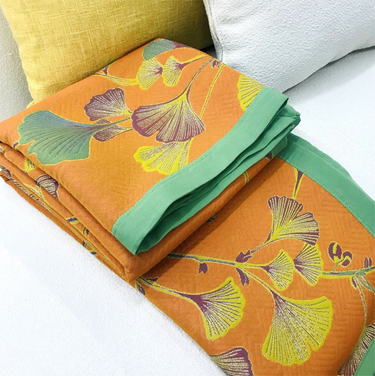 Ginkgo Blad Jacquard Katoenen Omkeerbare Dekbed - Afbeelding 8