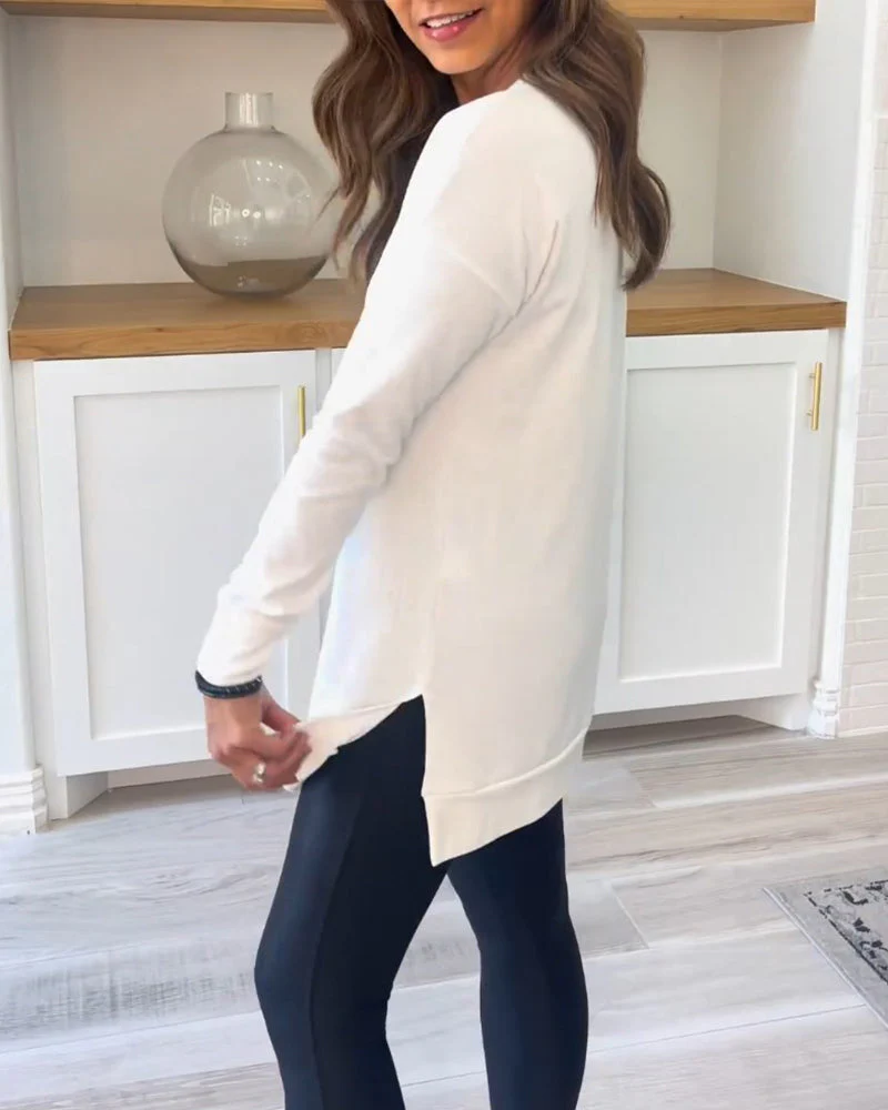 Dames Trui Sweatshirt Effen met Lange Mouwen - Afbeelding 3