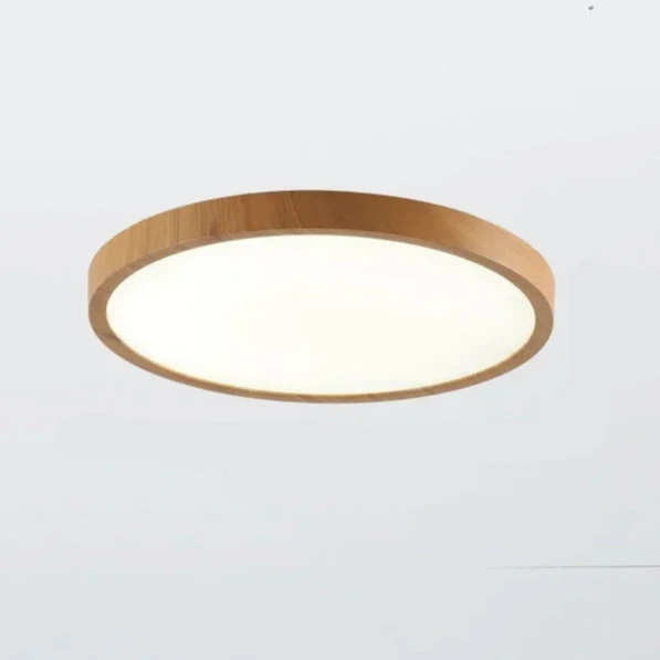 Ultradun Circulair Plafondlicht met Verstelbare LED Verlichting – Warm Walnootkleur, Modern Design voor Woonkamer en Slaapkamer - Afbeelding 8