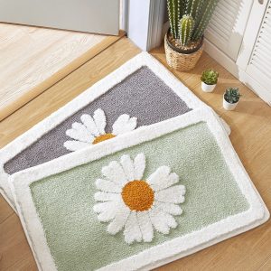 Badmat van Katoen met Bloemenprint - Zacht en Machinewasbaar