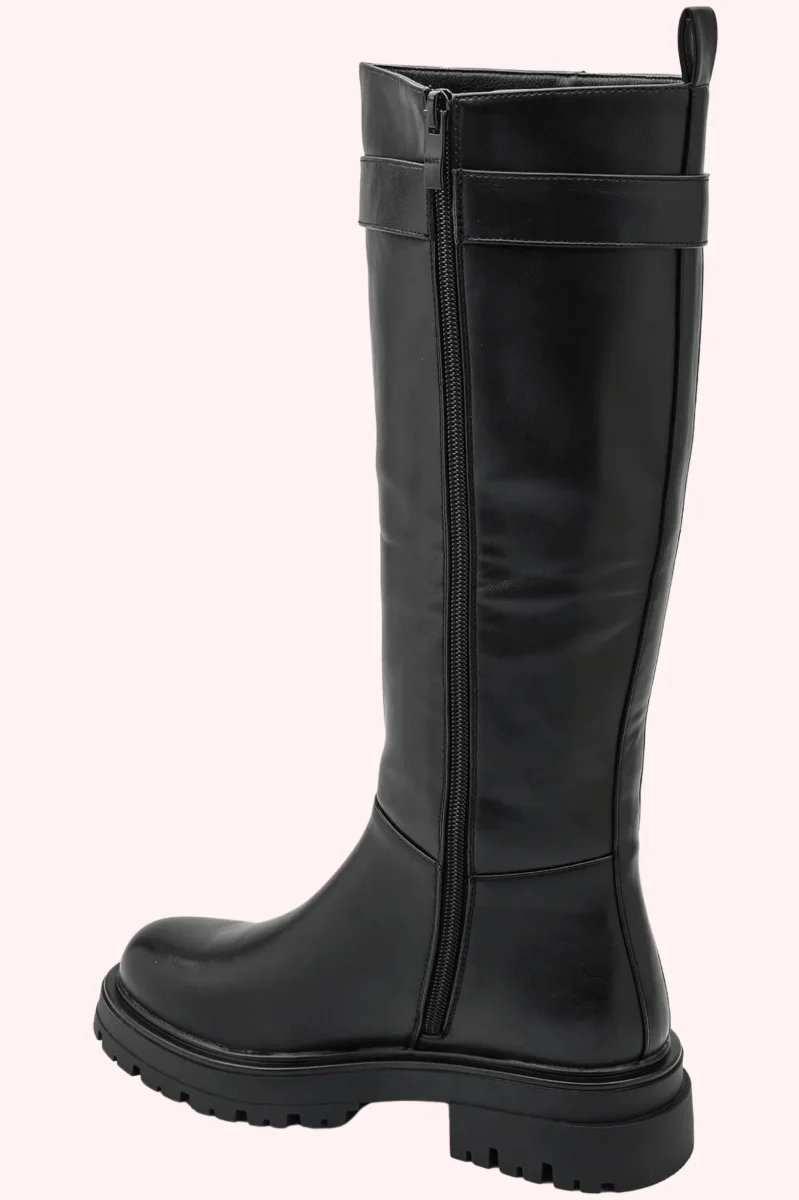 Leather look buckle boots - Zwart - Afbeelding 5